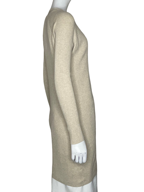 Cardigan Mango Largo Acanalado Beige - Talla S