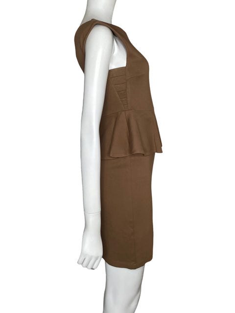 Vestido Alice + Olivia Peplum Marrón - Talla S