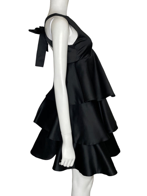 Vestido Emporio Armani Vuelos Satinado Negro - Talla 44
