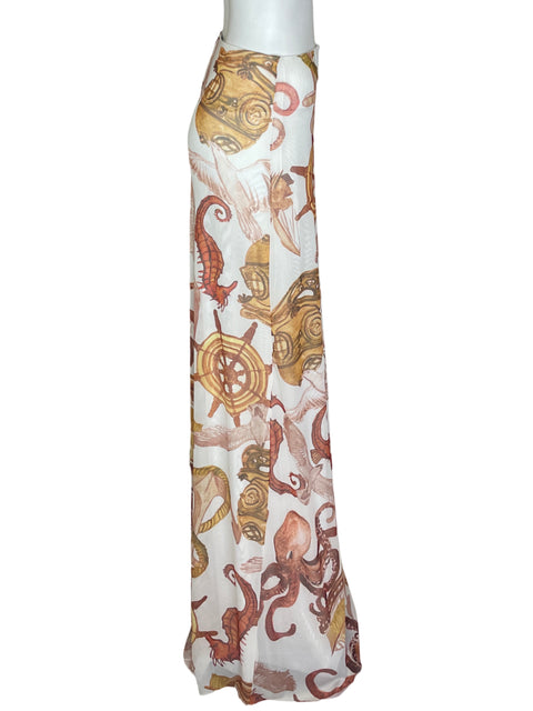 Pantalón Farm Palazo Estampado Marrón - Talla XL