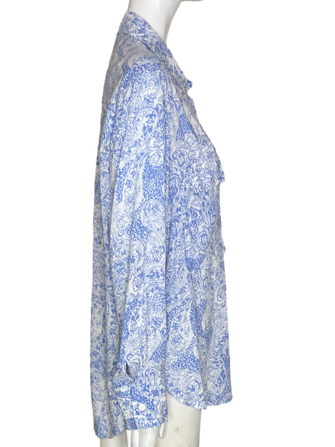 Blusa Zara Estampado Manga larga Azul - Talla XL