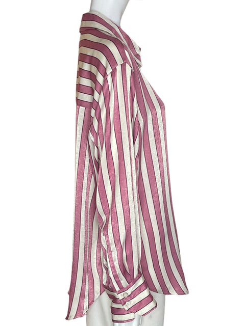 Blusa Zara Rayas Manga larga Rosado - Talla XL