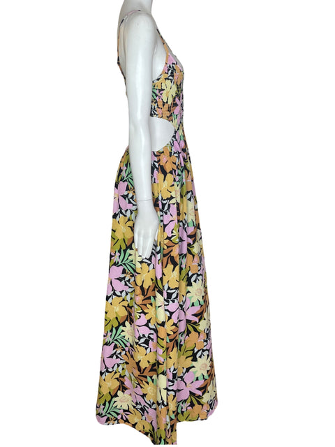 Vestido Billabong Estampado Abierto Tiras Amarillo - Talla L