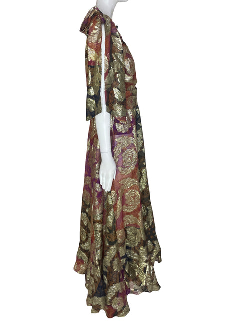 Vestido Farm Estampado Maxi Rojo - Talla L