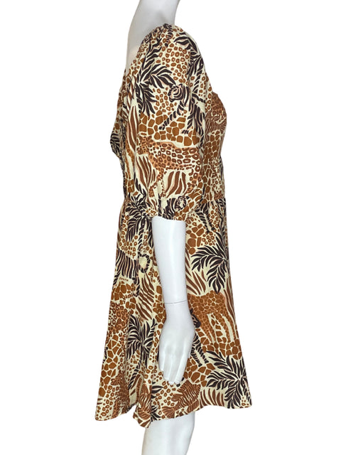 Vestido Farm Midi Palmeras Marron - Talla XL