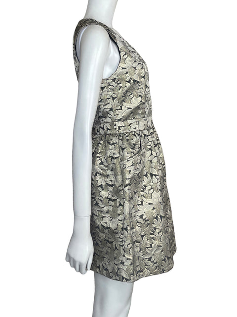 Vestido Under Skies Jacquard Mini Dorado - Talla S