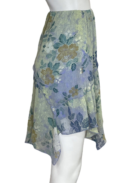 Falda Free People Mini Asimétrica Verde - Talla M
