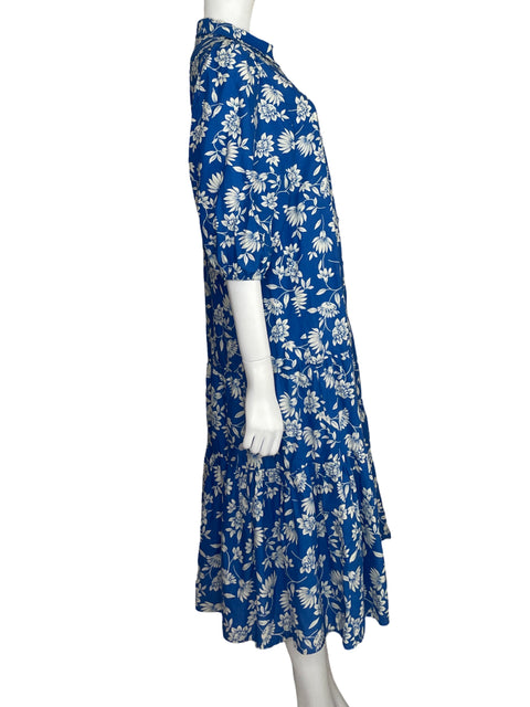 Vestido Zara Camisero Floral Azul - Talla L