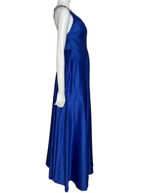 Vestido Liz Minelli Maxi Satinado Azul - Talla S