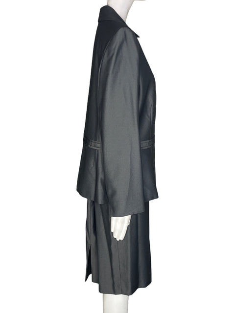 Conjunto Tahari Blazer Falda Liso Gris - Talla 14