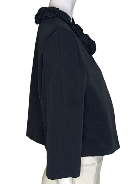 Chaleco Tahari Liso Flores Negro - Talla 12