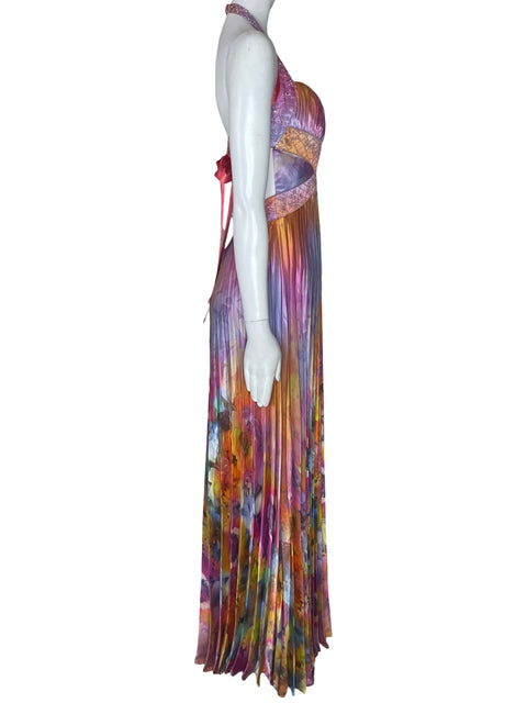 Vestido Nv Couture Maxi Plisado Rosado - Talla 2