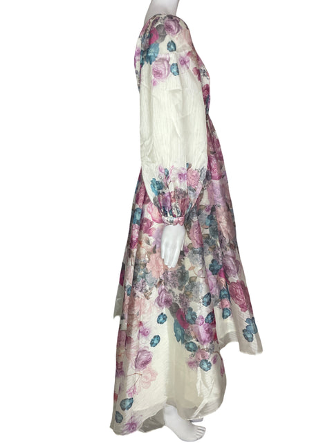 Vestido De Fiesta My Clarissa Abullonado Floral Rosado - Talla XS