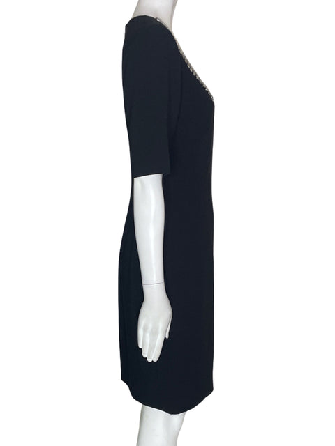 Vestido Ted Baker Pedreria Cuello redondo Manga larga Negro - Talla 2