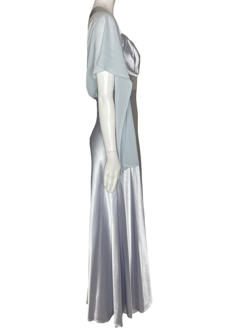 Vestido De Fiesta Chicas Sin mangas Pedreria Azul - Talla S