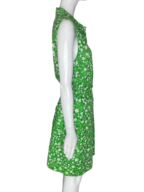Vestido Tommy Hilfiger Sin mangas Floral Fajon Verde - Talla 12