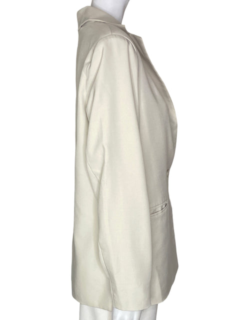 Blazer Pretty Garden Liso Bolsillos Blanco - Talla S
