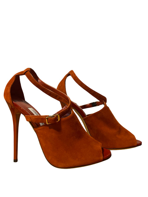 Sandalia Jimmy Choo Gamuza Tacón alto Punta abierta Naranja - Talla 40
