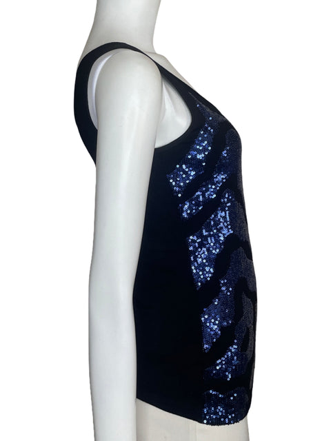 Top Cache Lentejuelas Tank Azul - Talla S