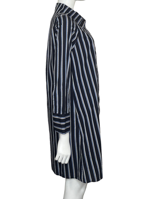 Vestido Cos Camisero Rayas Algodón Azul - Talla L