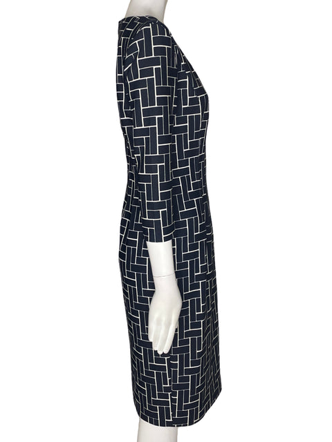 Vestido Anne Klein Estampado Cuello v Manga corta Azul - Talla 4