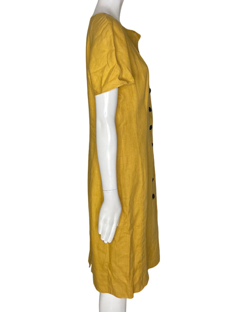 Vestido Valentino Liso Manga corta Lino Amarillo - Talla 12