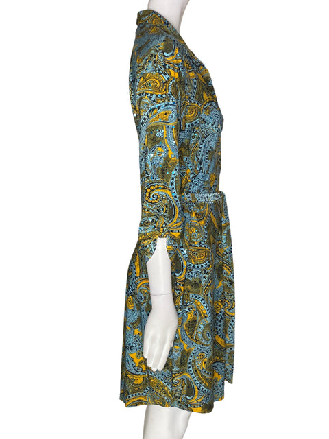 Vestido Emily Daniels Estampado Brillo Fajon Azul - Talla M
