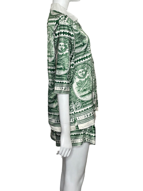 Conjunto Mayorga Estampado Satinado Verde - Talla M