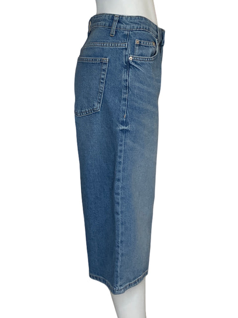 Pantalón Zara Bermuda Culotte Azul - Talla 2