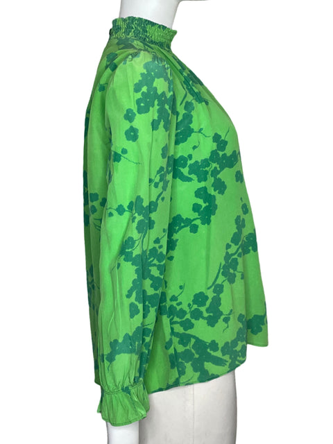 Blusa Tucker Manga larga Floral Verde - Talla M