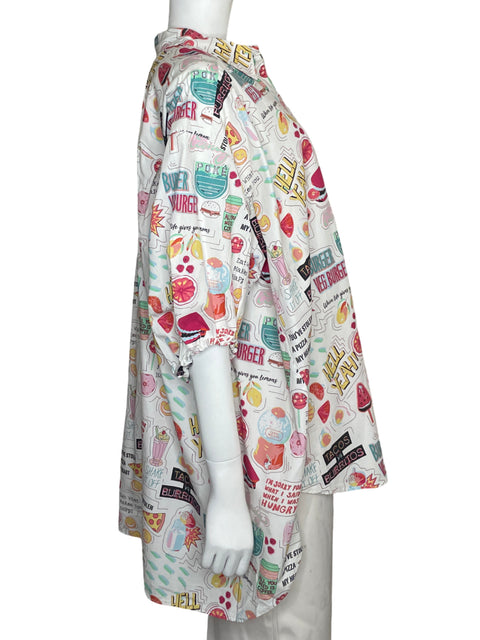 Camisa Zara Oversize Estampada Algodón Blanco - Talla M