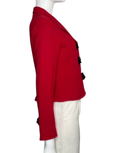 Blazer Rickie Freeman By Teri Jon Crop Lana Rojo - Talla 6