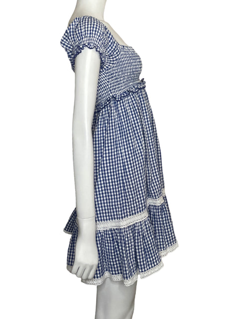 Vestido Urban Outfitters Mini Cuadros Azul - Talla XS