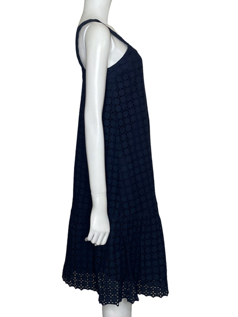 Vestido White Label Eyelet Tiras Algodón Azul - Talla 4