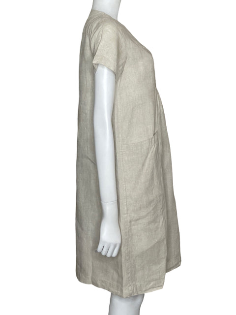 Vestido White Label Midi Lino Beige - Talla 0