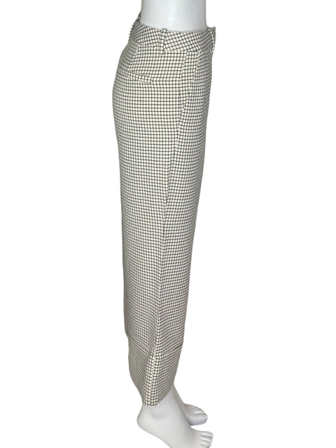 Pantalón Zara Cuadros Recto Beige - Talla S
