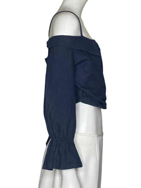 Top Cbr Crop Denim Vuelos Azul - Talla S