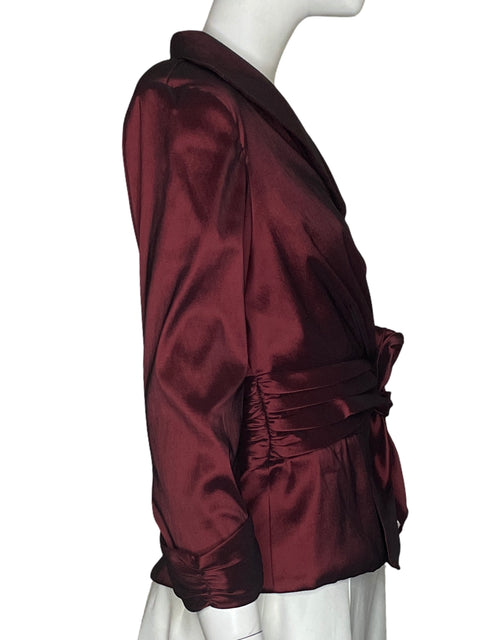 Blusa J.r. Nites By Caliendo Lazo Drapeado Satinado Rojo - Talla 8