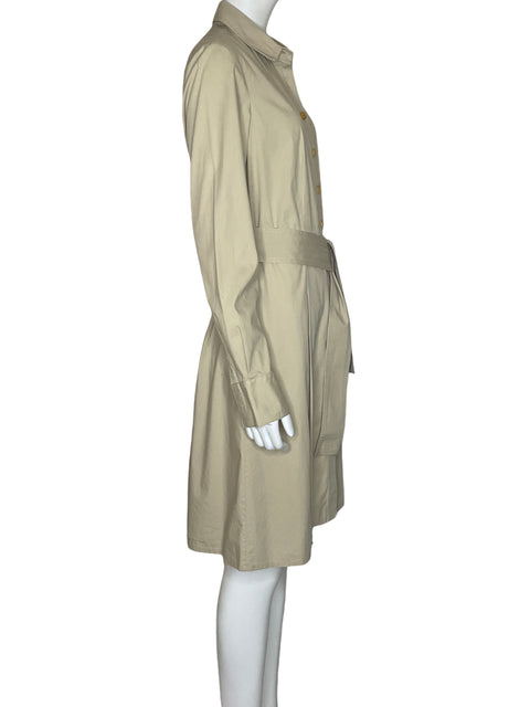 Vestido Tommy Hilfiger Camisero Midi Algodón Beige - Talla 8