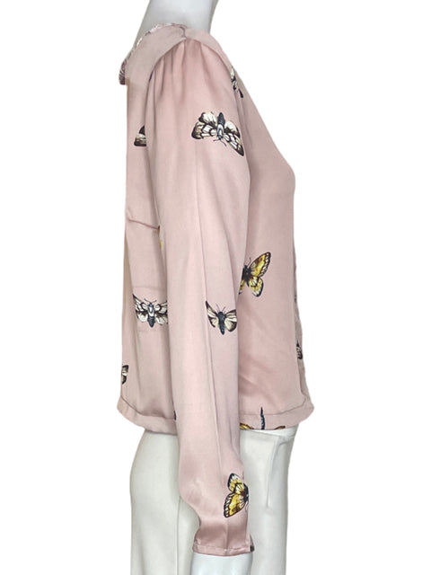 Blusa Stradivarius Estampado Botones Rosado - Talla S