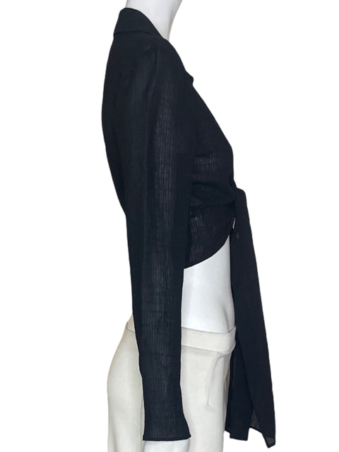 Blusa Zara Transparente Crop Negro - Talla XS
