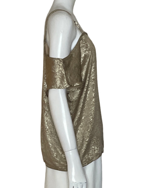Blusa Tesoro Tps Asimétrico Satinado Dorado - Talla M