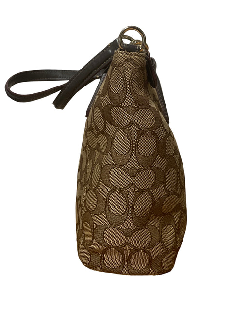 Cartera Kelsey De Coach En Lona Con Diseño De Firma Y Ribete De Cuero Marrón Tela Marrón - Talla U