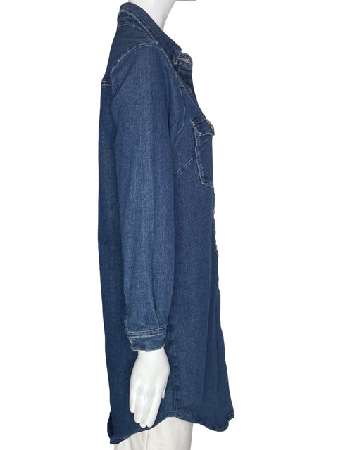 Vestido Pieces Camisero Manga larga Azul - Talla M