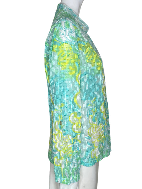Blusa Ruby Rd Estampado Cuello v Transparente Verde - Talla 10