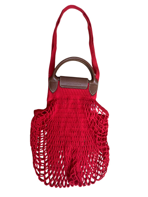 Cartera Longchamp Le Pliage Filet Mesh Algodón Rojo - Talla U