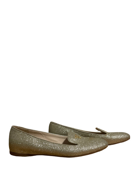 Zapato Prada Punta redonda Dorado - Talla 8.5