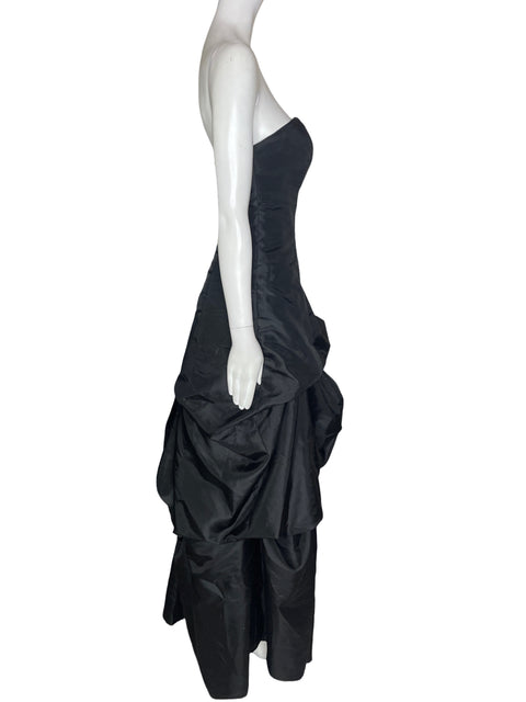 Vestido Tesoro Tps Maxi Abullonado Strapless Negro - Talla 10