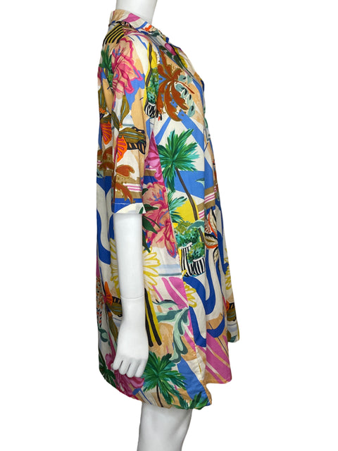 Vestido Vilagallo Mini Camisero Algodón Azul - Talla 38