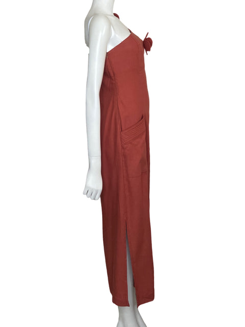 Vestido Simona One shoulder Bolsillos Naranja - Talla M